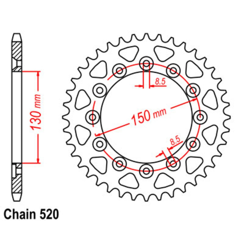 SUPERSPROX REAR SPROCKET STEEL YAMAHA YZ125/YZ250/YZ250F/YZ450F/WR250F/WR450F