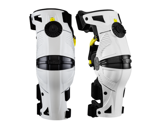 MOBIUS X8 WHITE/ACID YELLOW KNEE BRACES - PAIR