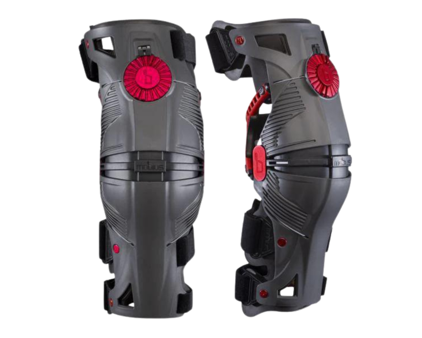 MOBIUS X8 STORM GREY/CRIMSON KNEE BRACES - PAIR