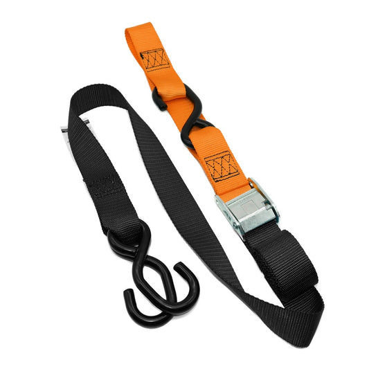 KUSTOM HARDWARE TWIN HOOK 38MM TIE DOWNS BLACK/ORANGE