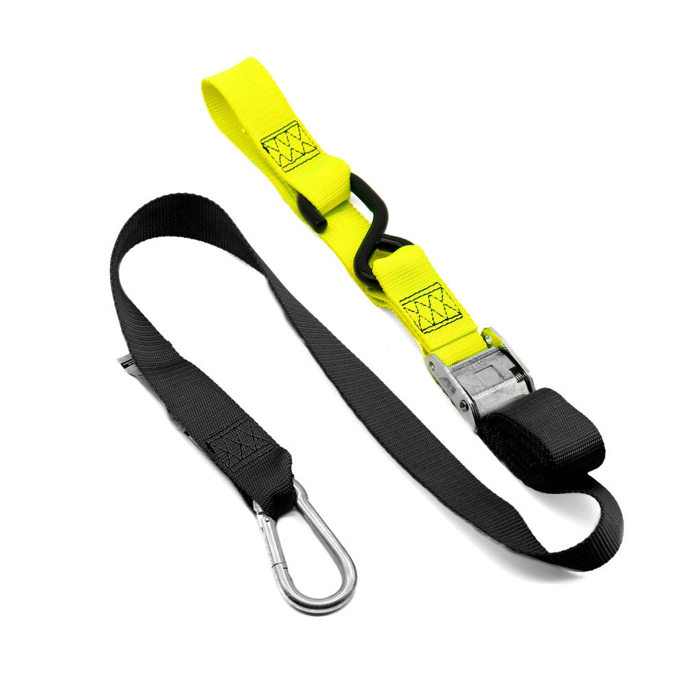 KUSTOM HARDWARE SNAP HOOK 38MM TIE DOWNS BLACK/YELLOW