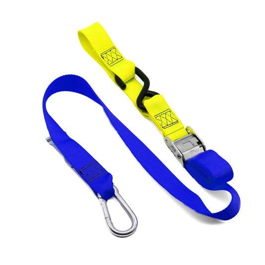 KUSTOM HARDWARE SNAP HOOK 38MM TIE DOWNS BLUE/YELLOW