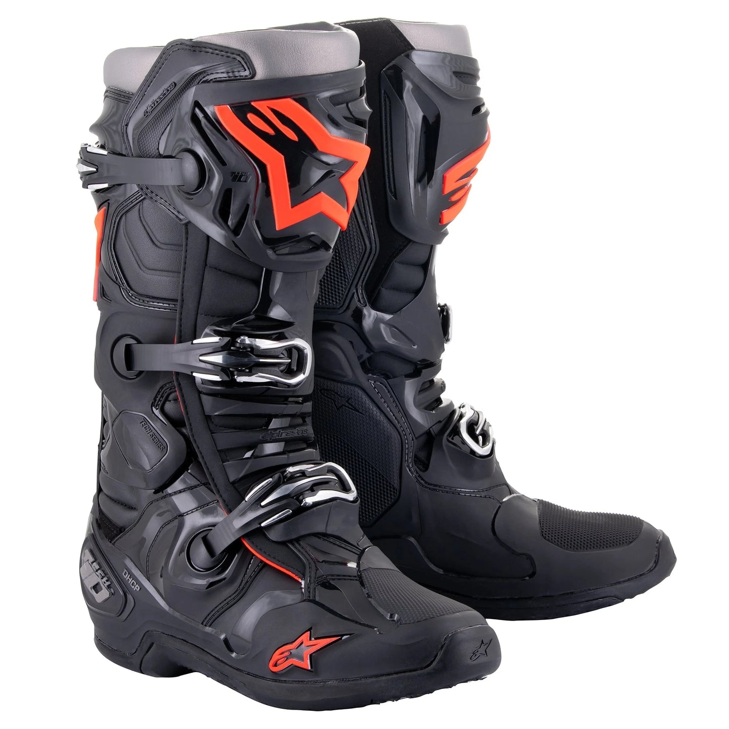 ALPINESTARS 2025 TECH 10 BLACK/FLURO RED BOOTS