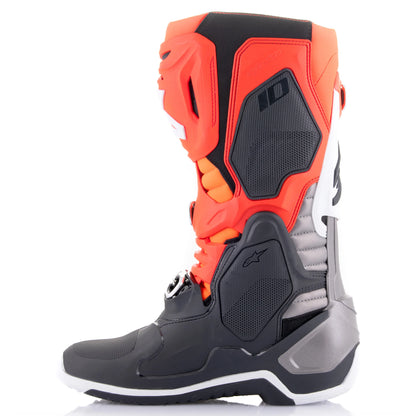 ALPINESTARS 2024 TECH 10 BLACK/RED/FLURO ORANGE/FLURO WHITE BOOTS