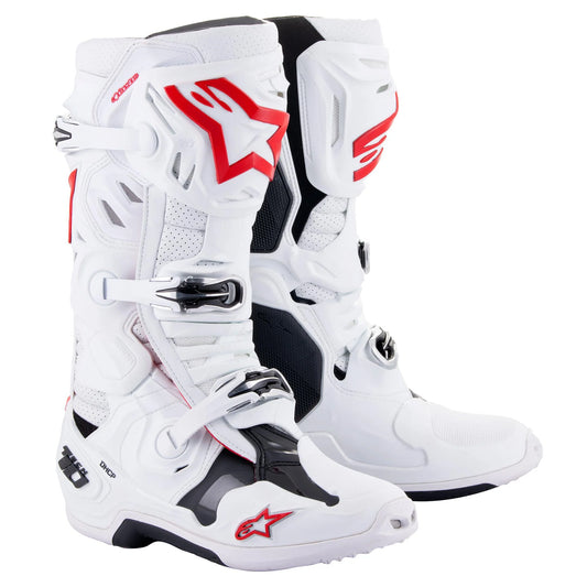 ALPINESTARS 2025 TECH 10 SUPERVENTED WHITE/BRIGHT RED BOOTS