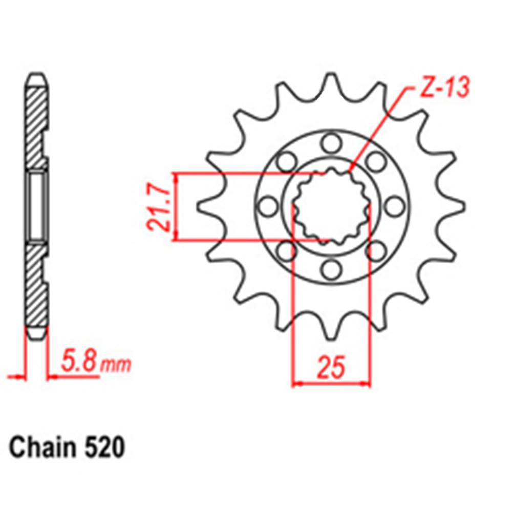 RK FRONT SPROCKET KAWASAKI KX450F 06-24 KX450X 21-24 KLX450R 08-23