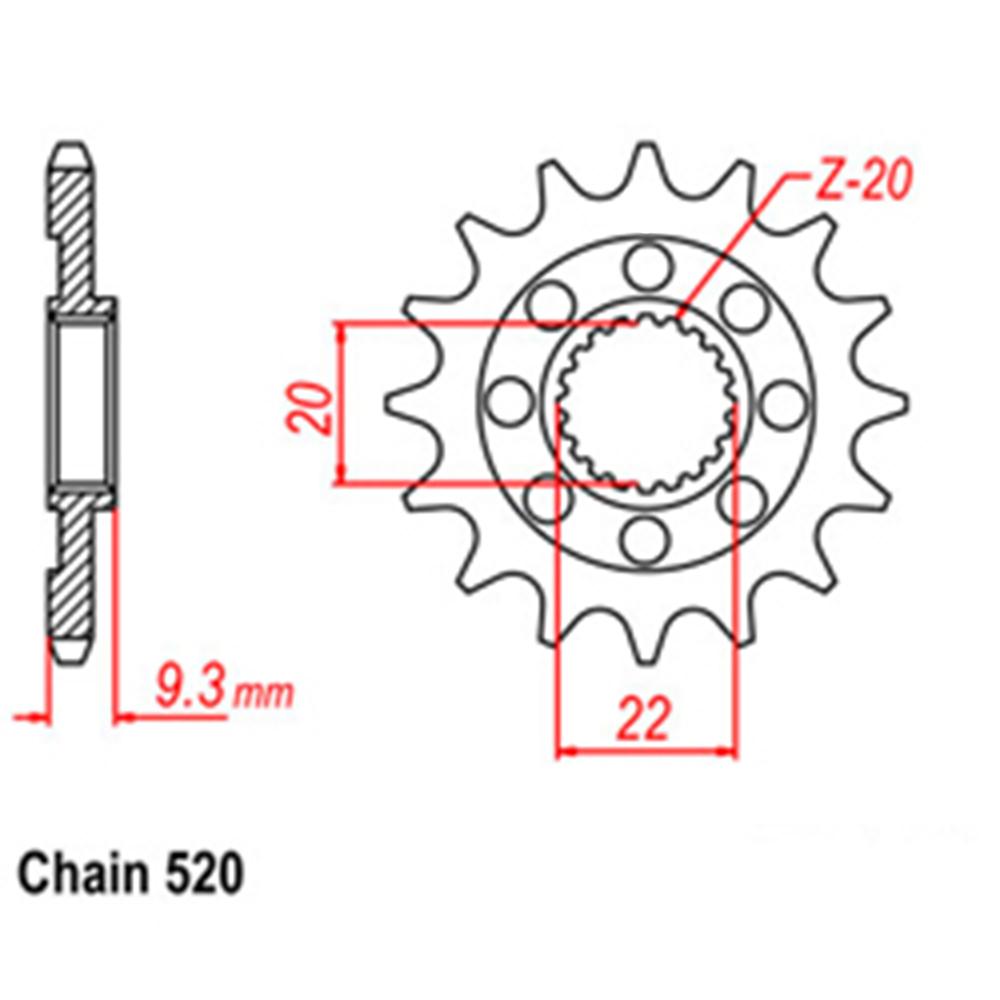 RK FRONT SPROCKET KAWASAKI KX250F 06-24 KX250X 21-24