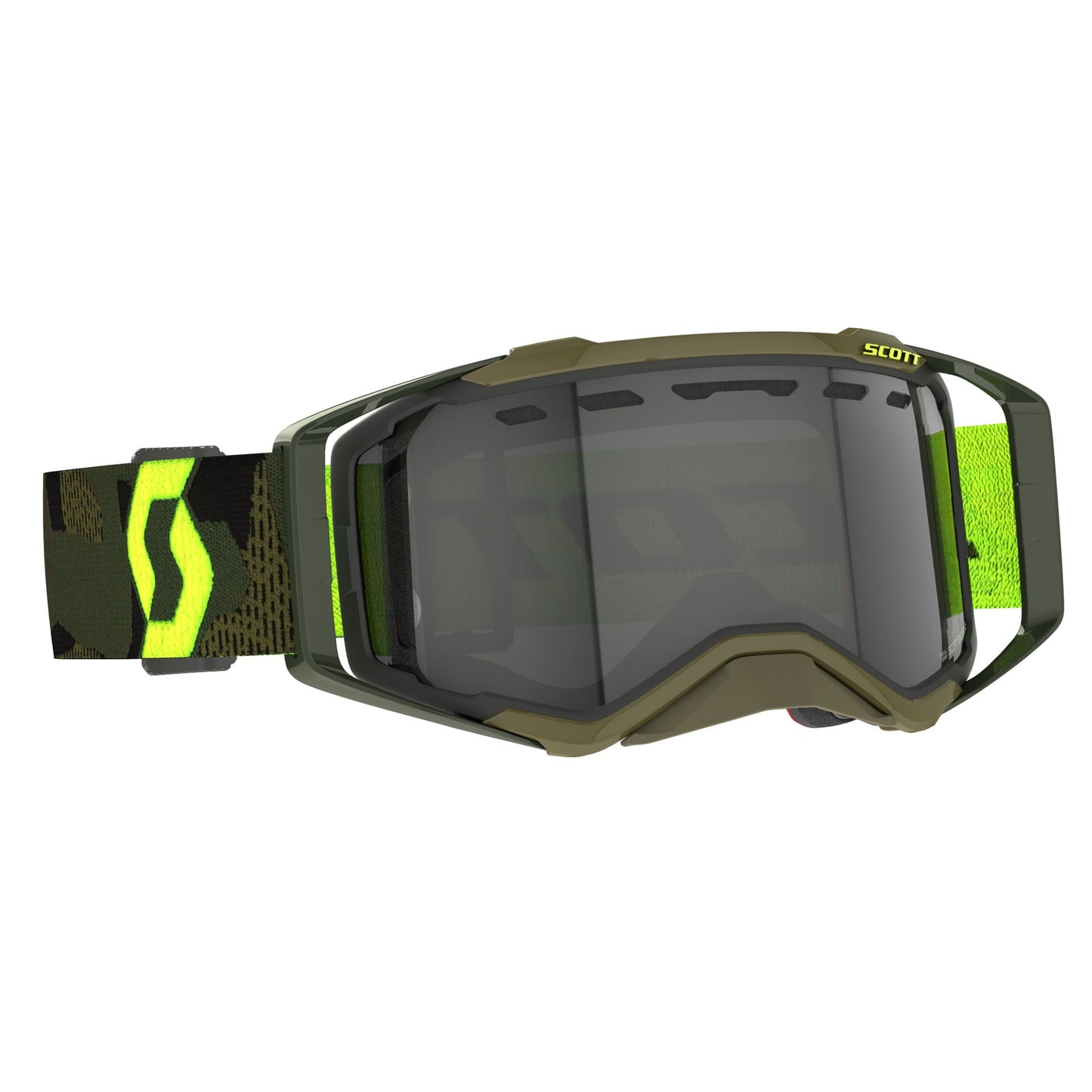 SCOTT PROSPECT ENDURO KHAKI GREEN/NEON YELLOW/LIGHT SENSITIVE GREY GOGGLES