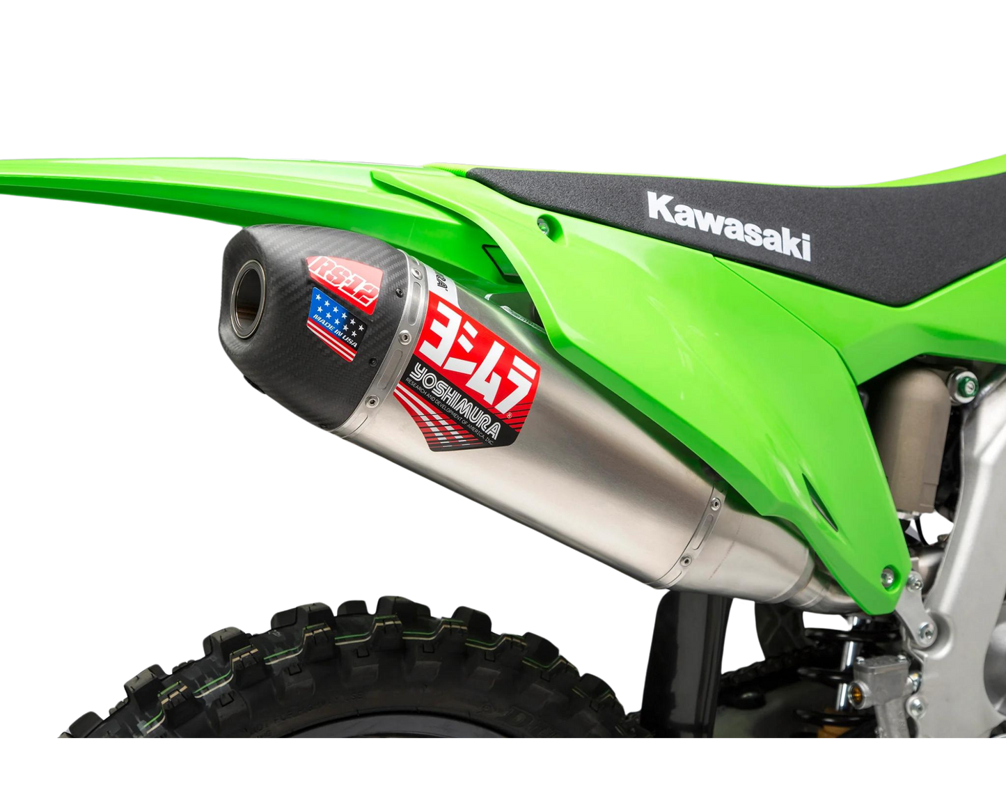 YOSHIMURA KAWASAKI KX250F/KX250X 21-24 RS-12 STAINLESS FULL SYSTEM WITH CARBON END CAP