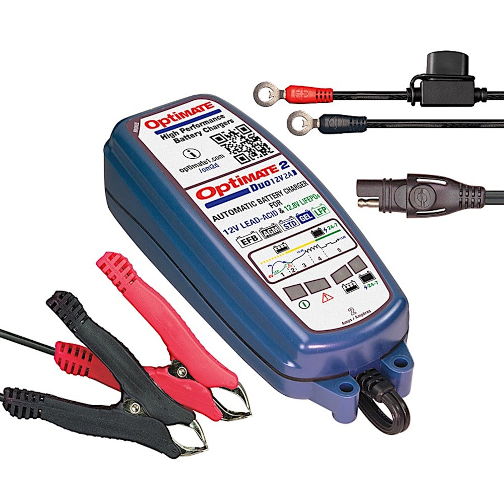 OPTIMATE 2 DUO 5-STEP CHARGER FOR AGM, GEL, STD & LITHIUM BATTERIES