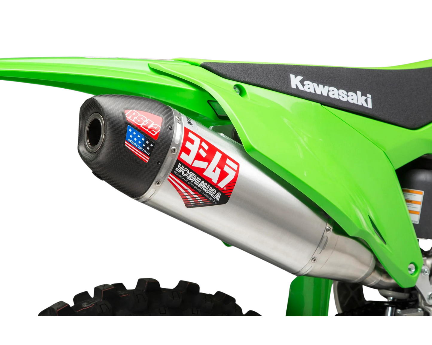 YOSHIMURA KAWASAKI KX450F/KX450X 19-23 RS-12 STAINLESS FULL SYSTEM WITH CARBON END CAP