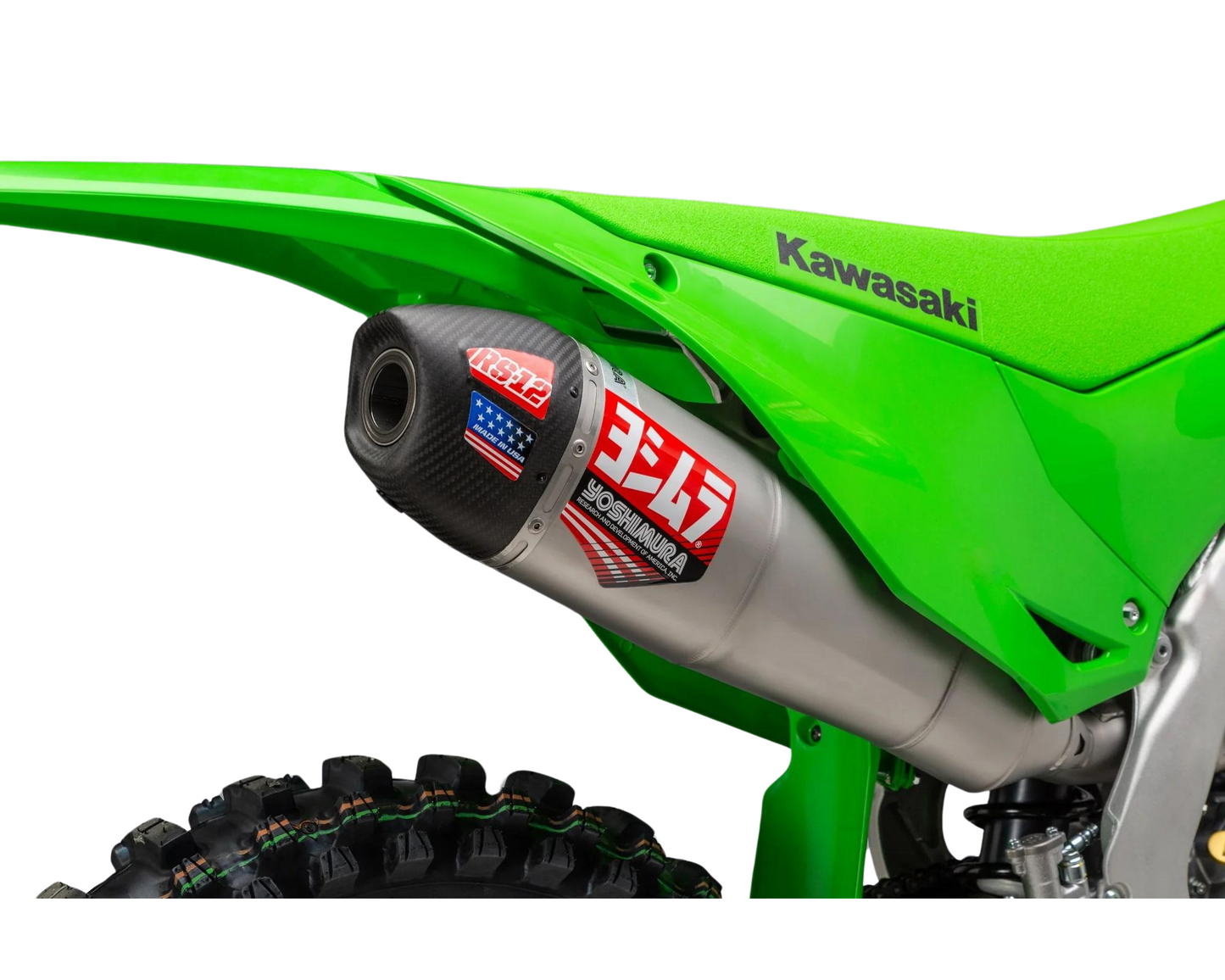 YOSHIMURA KAWASAKI KX450F/KX450X 24-25 RS-12 STAINLESS FULL SYSTEM WITH CARBON END CAP