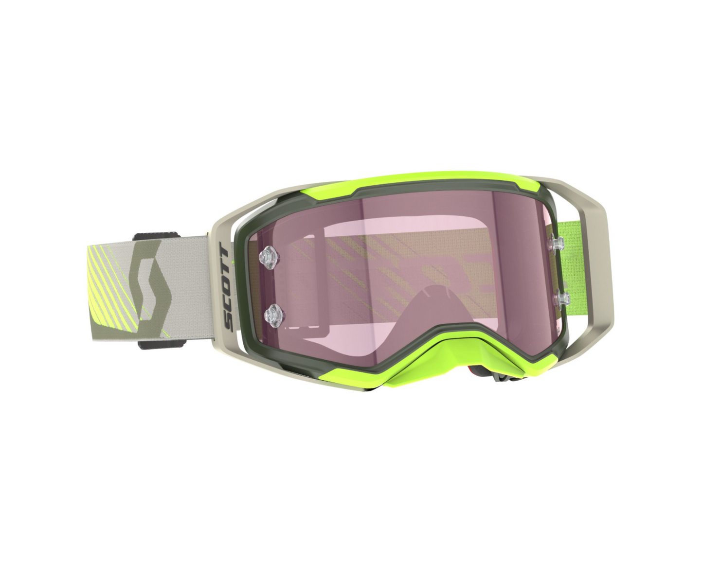 SCOTT PROSPECT 2.0 AMP KAKI GREEN/NEON YELLOW/ROSE WORKS GOGGLES