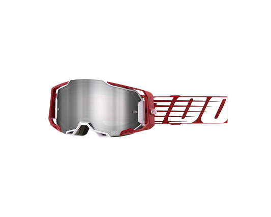 100% ARMEGA OVERSIZED DEEP RED SILVER MIRROR GOGGLES