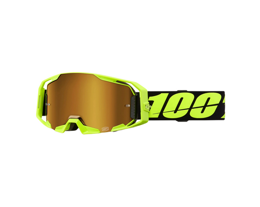 100% ARMATIC NEON YELLOW TRUE GOLD MIRROR GOGGLES