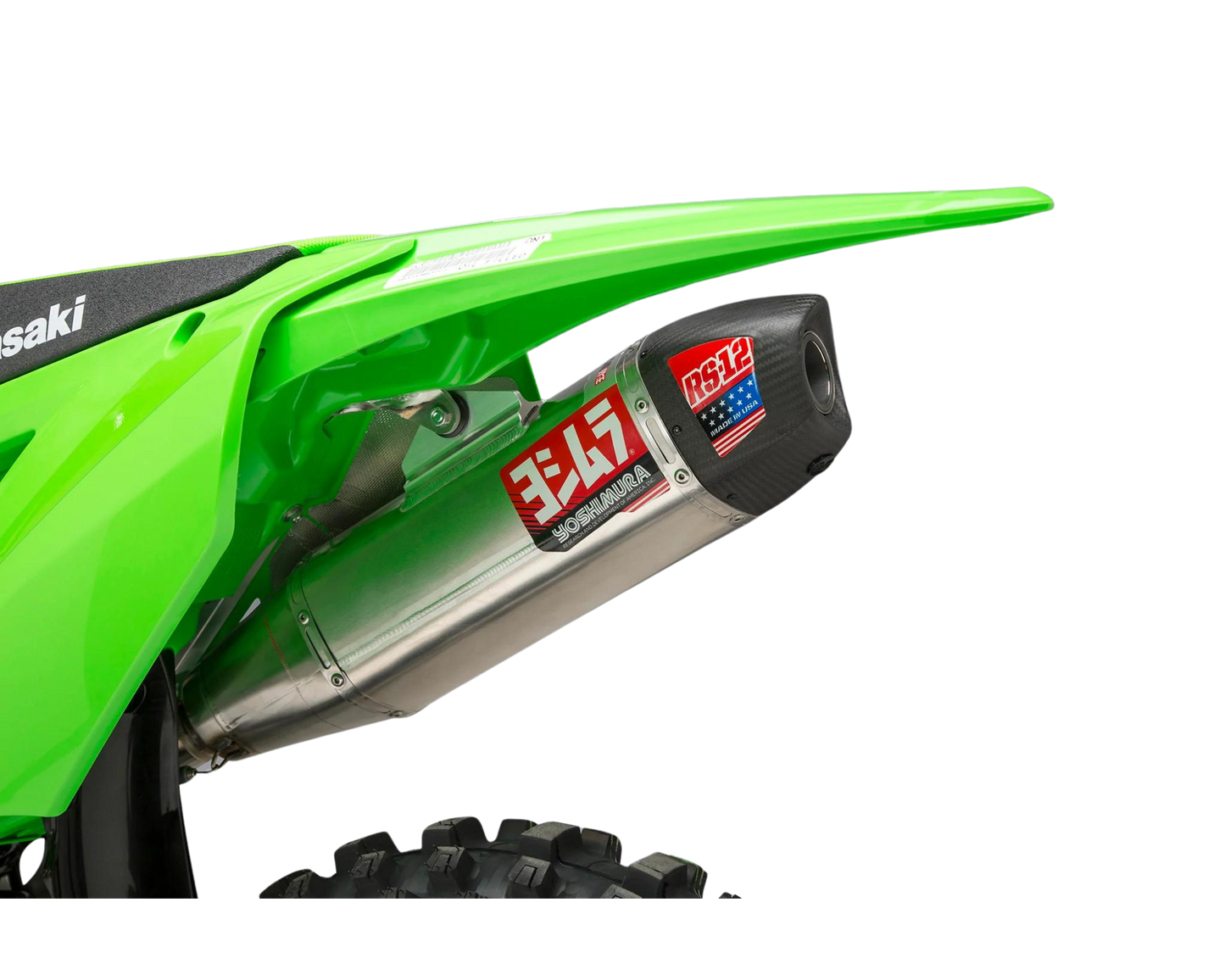 YOSHIMURA KAWASAKI KX250F/KX250X 21-24 RS-12 STAINLESS FULL SYSTEM WITH CARBON END CAP