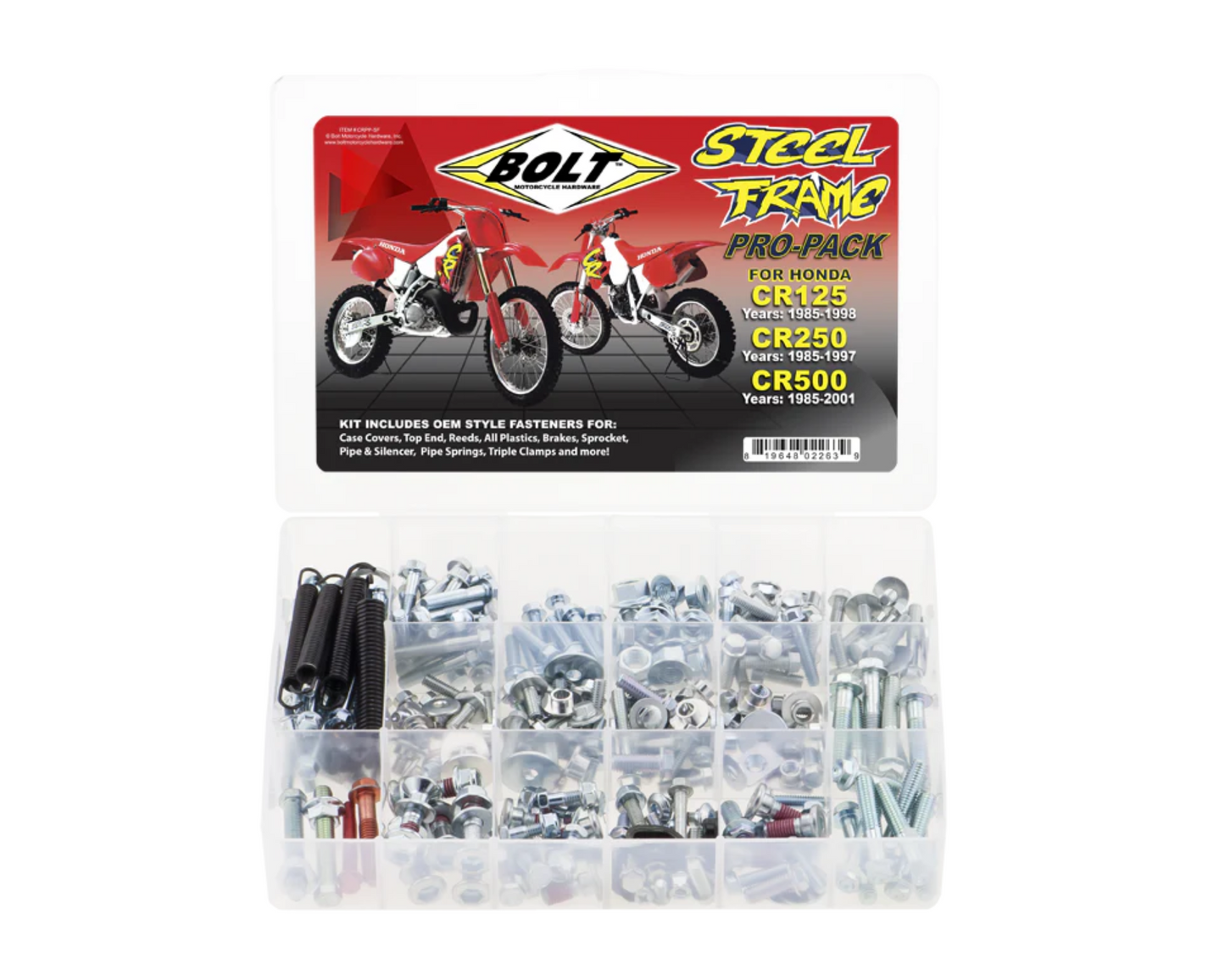 BOLT HARDWARE HONDA CR125/CR250/CR500 85-01 STEEL FRAME PRO PACK HARDWARE KIT