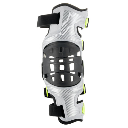 ALPINESTARS BIONIC-7 SILVER/FLURO YELLOW KNEE BRACE SET