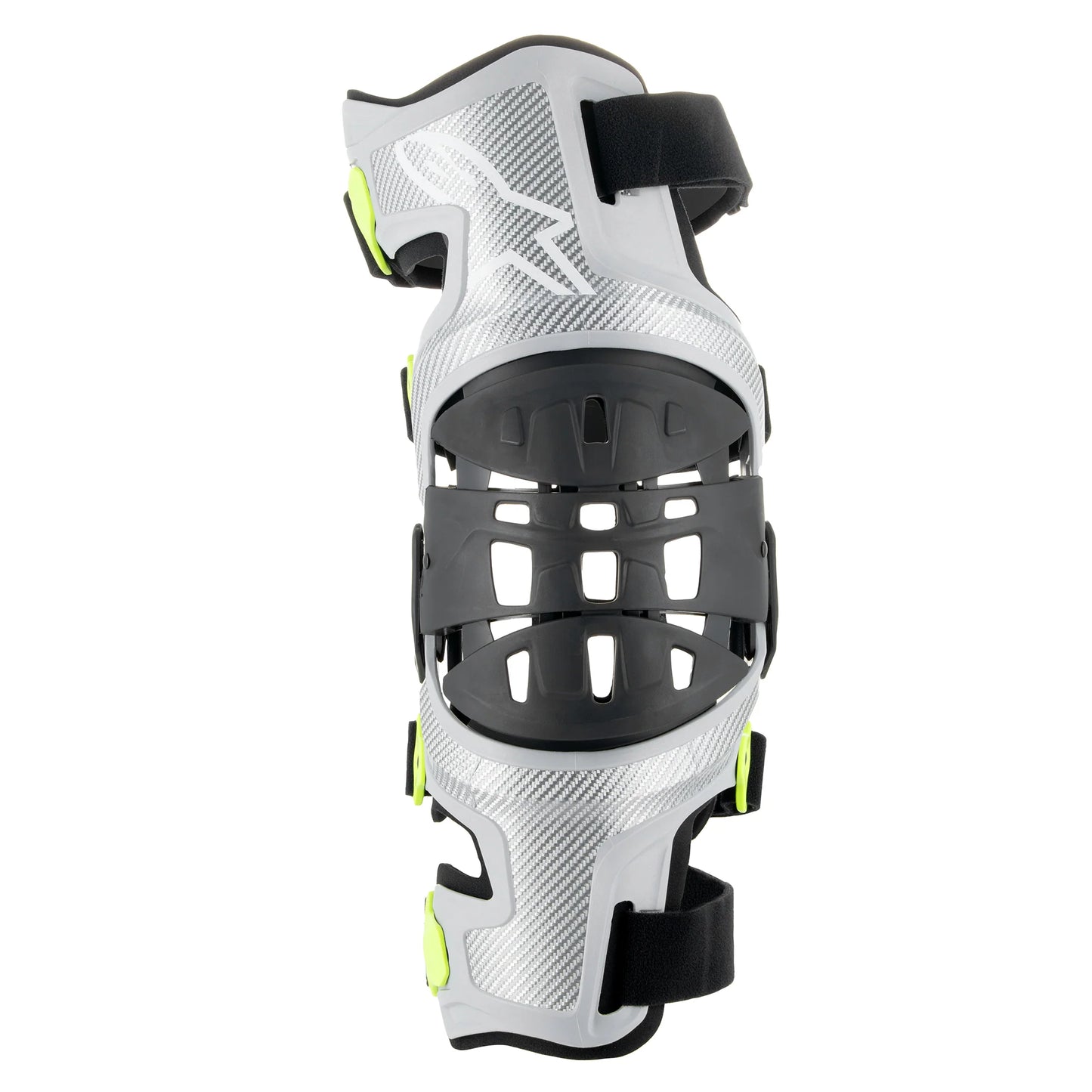 ALPINESTARS BIONIC-7 SILVER/FLURO YELLOW KNEE BRACE SET