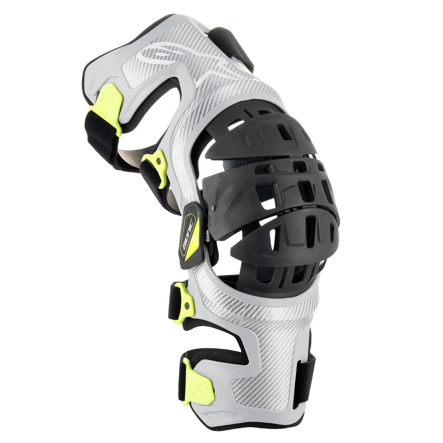 ALPINESTARS BIONIC-7 SILVER/FLURO YELLOW KNEE BRACE SET