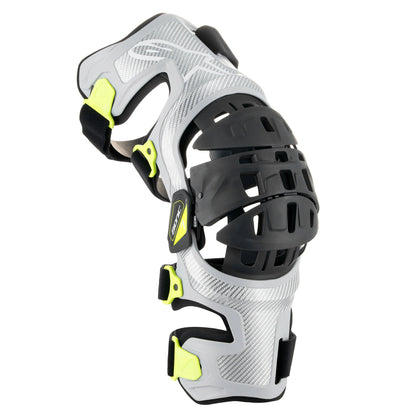 ALPINESTARS BIONIC-7 SILVER/FLURO YELLOW KNEE BRACE SET