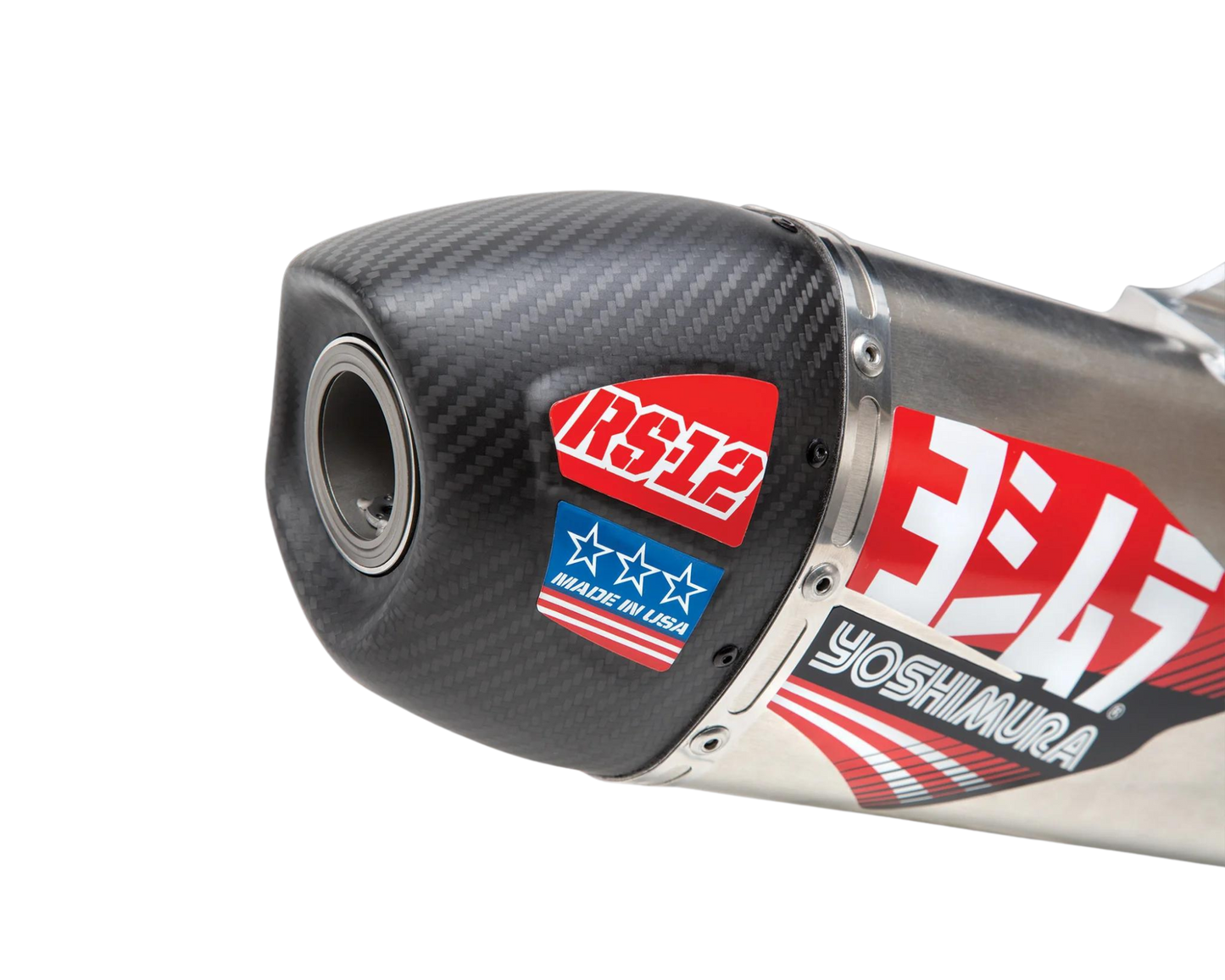 YOSHIMURA KAWASAKI KX250F/KX250X 21-24 RS-12 STAINLESS FULL SYSTEM WITH CARBON END CAP