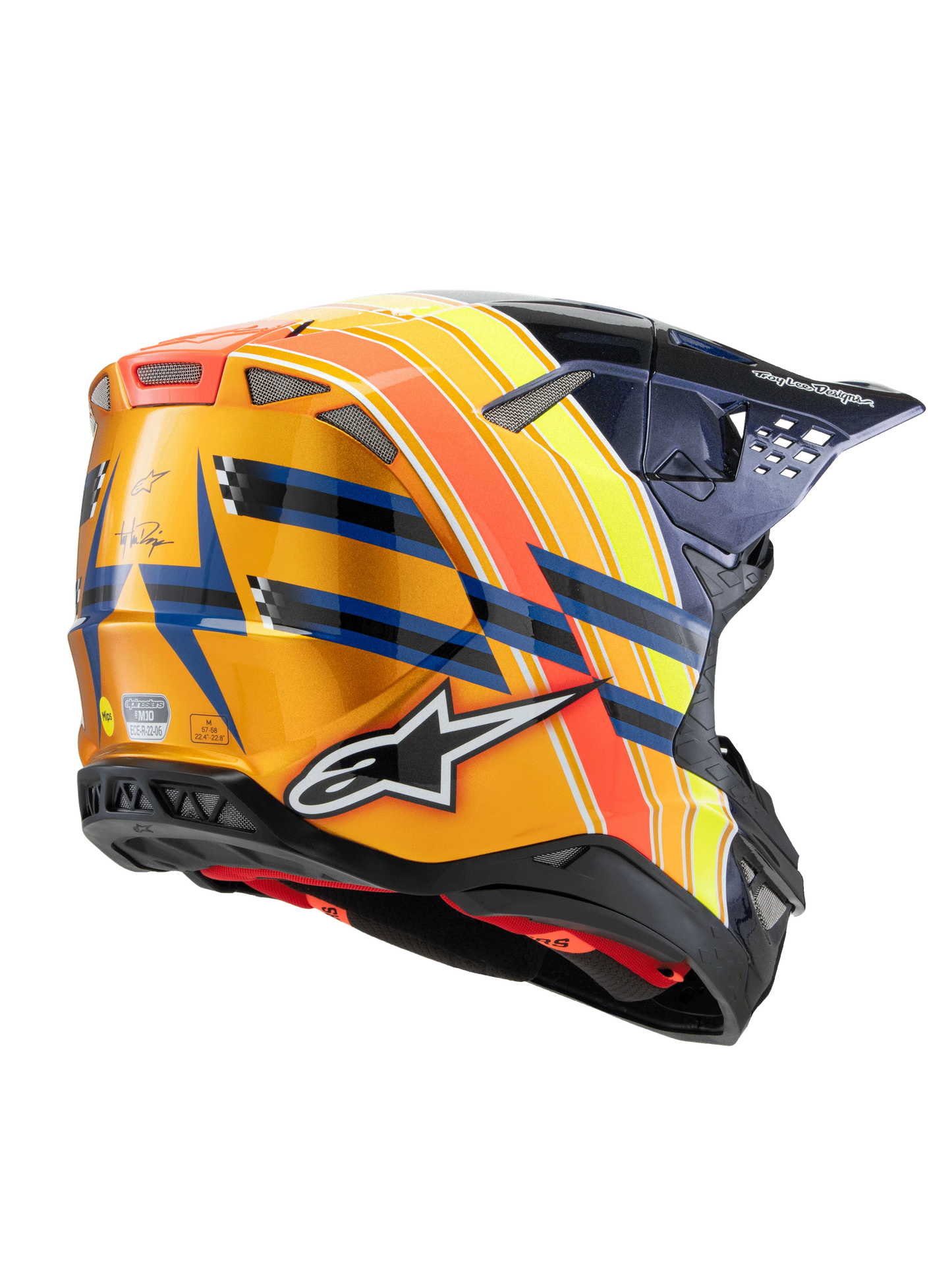 ALPINESTARS 2025 S-M10 TLD EDITION DARK BLUE/ORANGE/FLURO YELLOW/RED HELMET