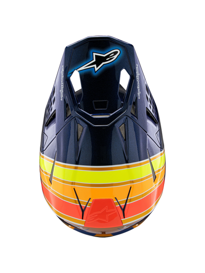 ALPINESTARS 2025 S-M10 TLD EDITION DARK BLUE/ORANGE/FLURO YELLOW/RED HELMET