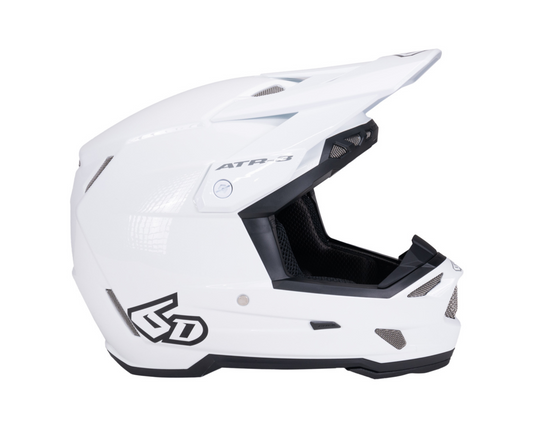 6D ATR-3 SOLID GLOSS WHITE HELMET