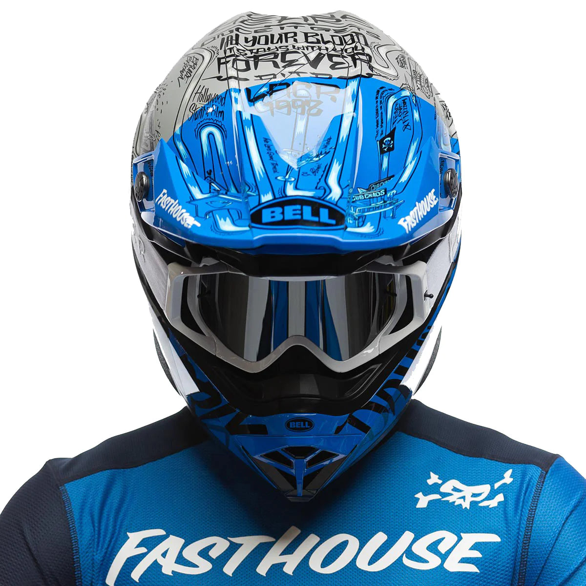 BELL LE MOTO-10 SPHERICAL FASTHOUSE DAY IN THE DIRT BLUE/GREY HELMET