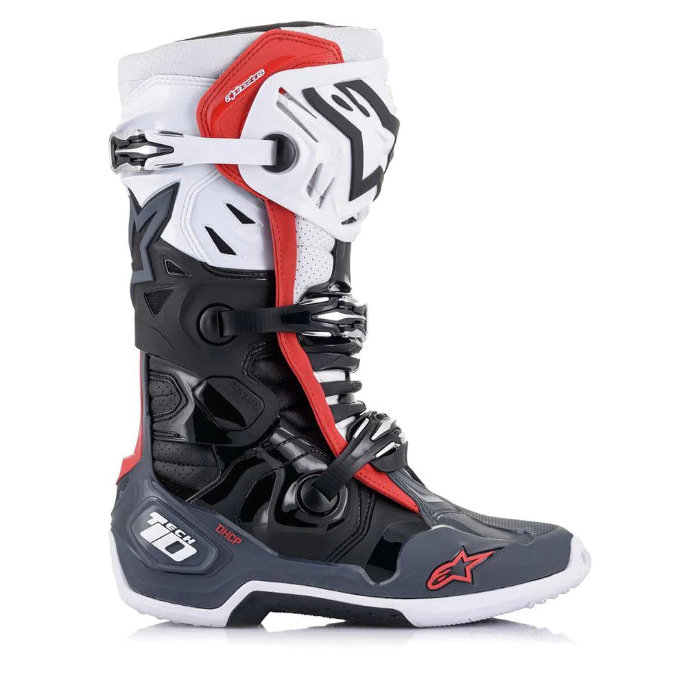 ALPINESTARS TECH 10 SUPERVENTED BLACK/WHITE/GREY/RED BOOTS