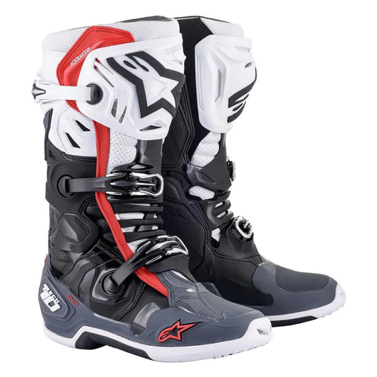 ALPINESTARS TECH 10 SUPERVENTED BLACK/WHITE/GREY/RED BOOTS