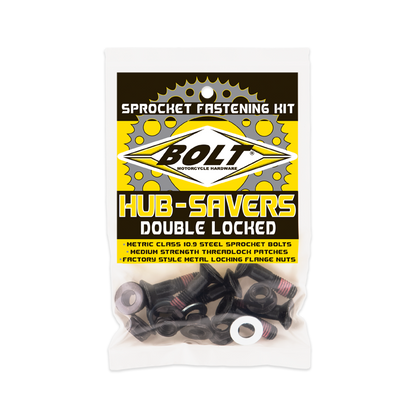 BOLT HUB SAVERS BLACK DOUBLE LOCKED SPROCKET FASTENING KIT