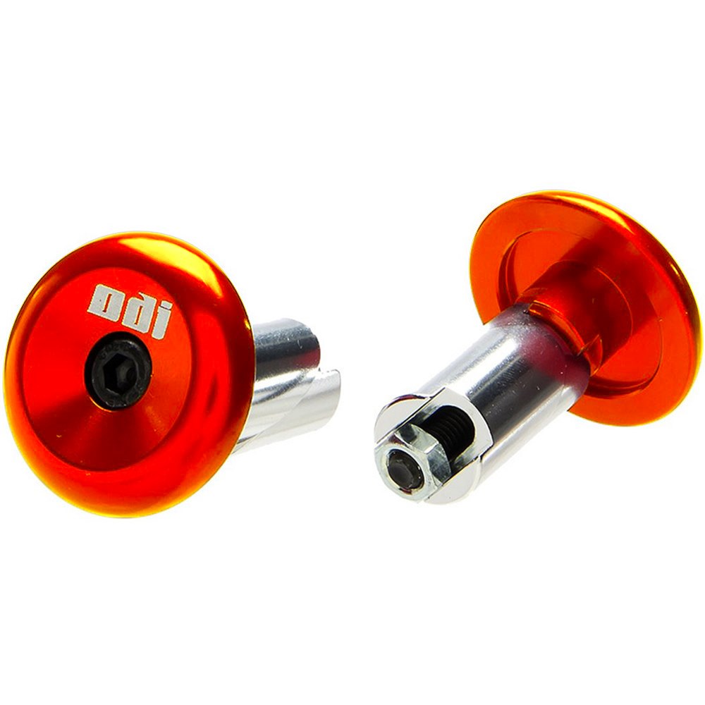 ODI ALUMINIUM HANDLEBAR END CAPS ORANGE