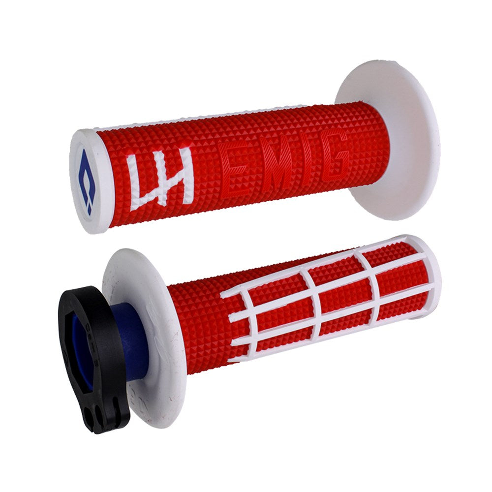 ODI V2 EMIG 2.0 LOCK ON GRIPS 2T / 4T RED/WHITE