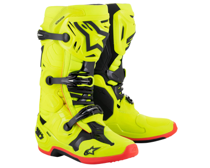 ALPINESTARS 2025 TECH 10 FLURO YELLOW/BLACK/FLURO RED BOOTS