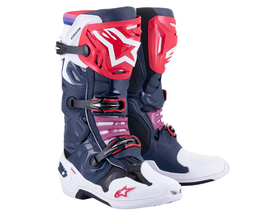 ALPINESTARS 2025 TECH 10 SUPERVENTED NIGHT NAVY/WHITE/RAINBOW BOOTS