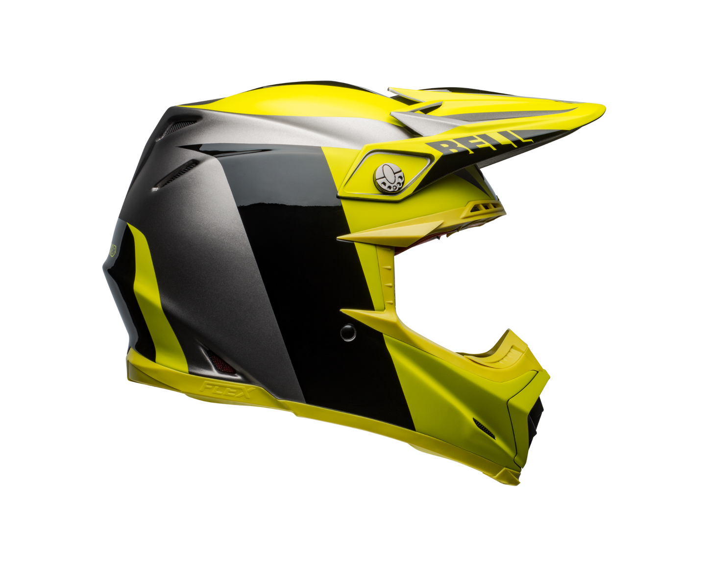 BELL MOTO-9 FLEX DIVISION MATTE/GLOSS BLACK/HI-VIZ/GREY HELMET