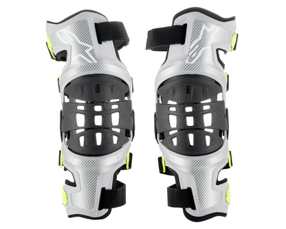 ALPINESTARS BIONIC-7 SILVER/FLURO YELLOW KNEE BRACE SET