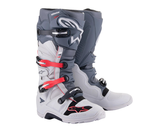 ALPINESTARS 2024 TECH 7 ENDURO LIGHT GREY/DARK GREY/BRIGHT RED BOOTS