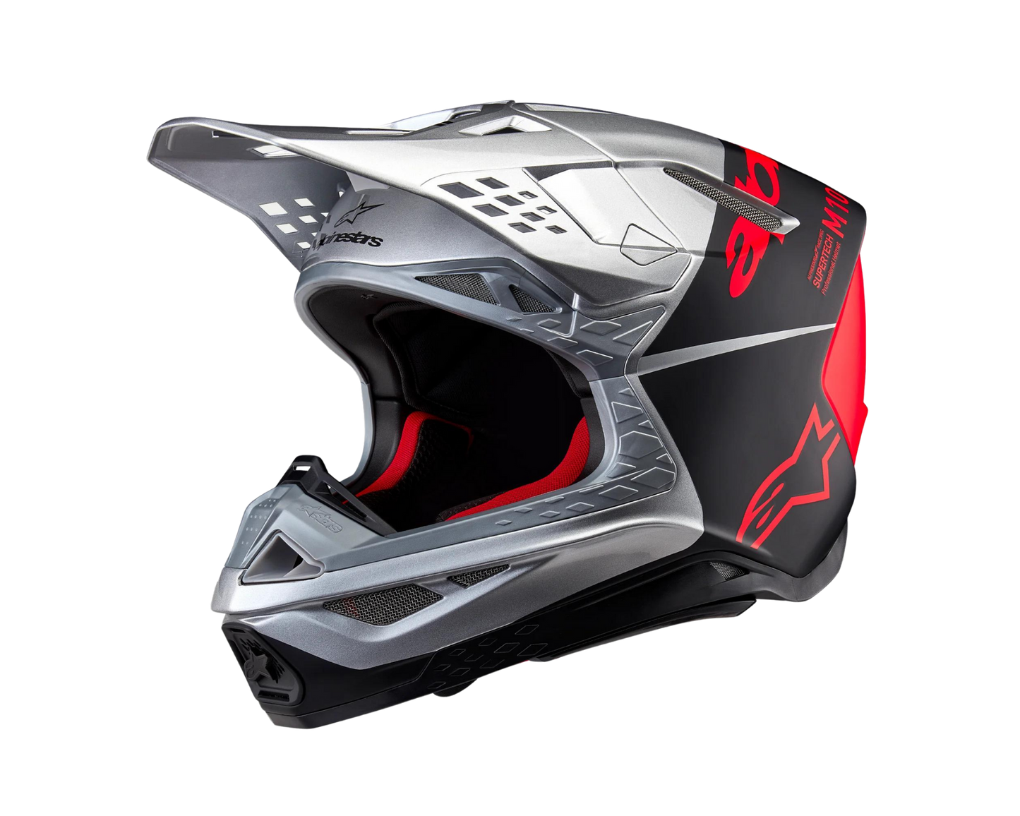 ALPINESTARS 2025 S-M10 FLOOD SILVER/BLACK/FLURO ORANGE HELMET