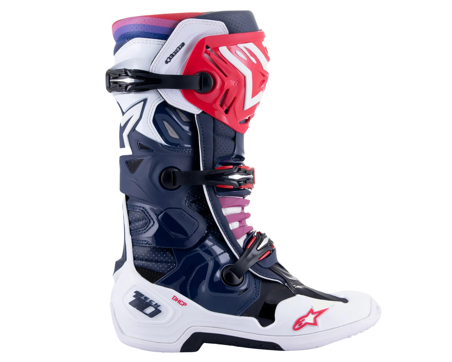 ALPINESTARS 2024 TECH 10 SUPERVENTED NIGHT NAVY/WHITE/RAINBOW BOOTS