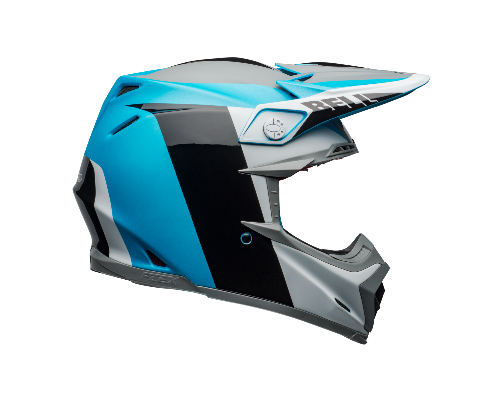 BELL MOTO-9 FLEX DIVISION MATTE/GLOSS WHITE/BLACK/BLUE HELMET – Moto House