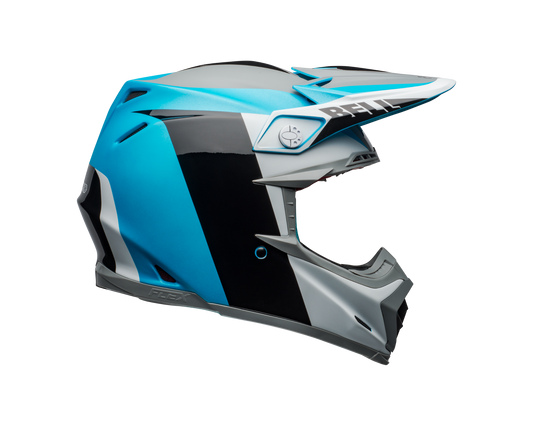 BELL MOTO-9 FLEX DIVISION MATTE/GLOSS WHITE/BLACK/BLUE HELMET