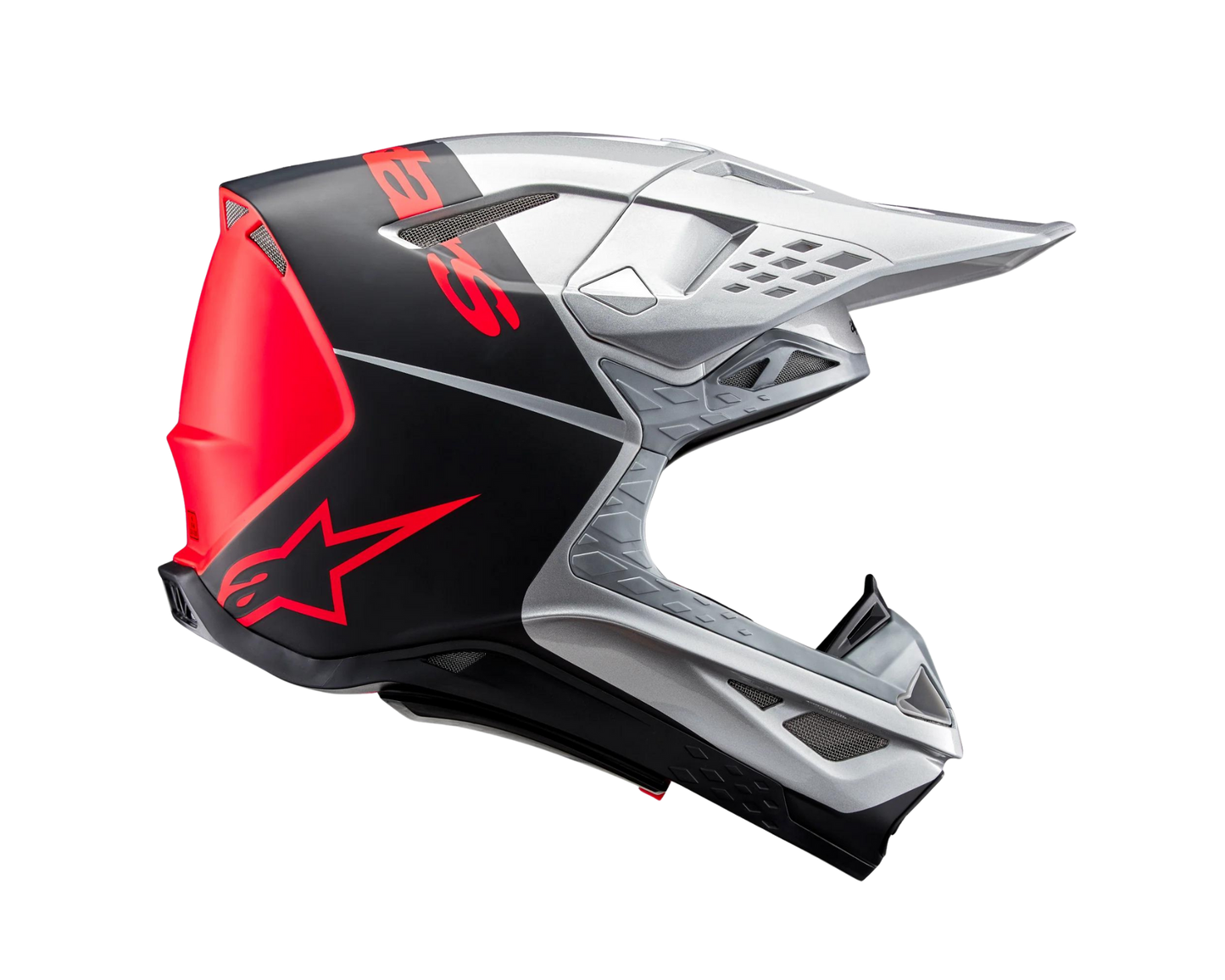 ALPINESTARS 2025 S-M10 FLOOD SILVER/BLACK/FLURO ORANGE HELMET