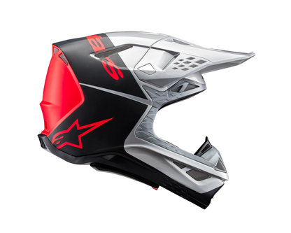 ALPINESTARS 2025 S-M10 FLOOD SILVER/BLACK/FLURO ORANGE HELMET