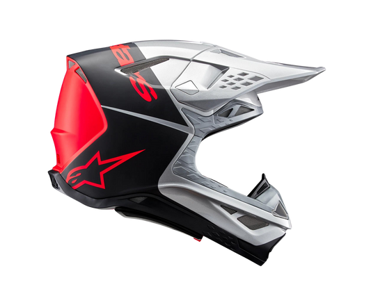 ALPINESTARS 2024 S-M10 FLOOD SILVER/BLACK/FLURO ORANGE HELMET