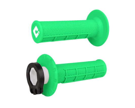 ODI HALF WAFFLE LOCK ON GRIPS 2T / 4T FLURO GREEN