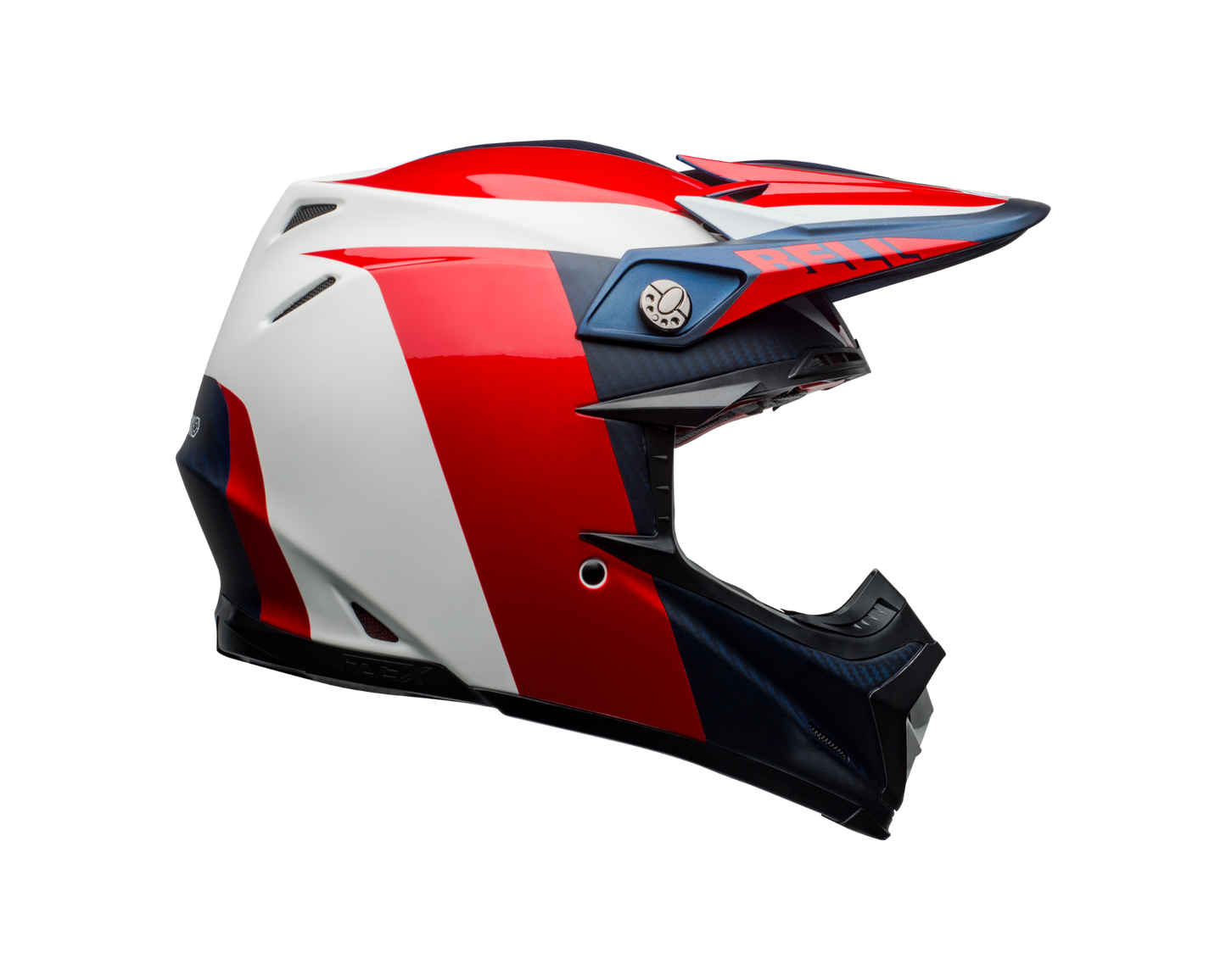 BELL MOTO-9 FLEX DIVISION MATTE/GLOSS WHITE/BLUE/RED HELMET