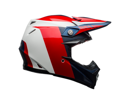 BELL MOTO-9 FLEX DIVISION MATTE/GLOSS WHITE/BLUE/RED HELMET